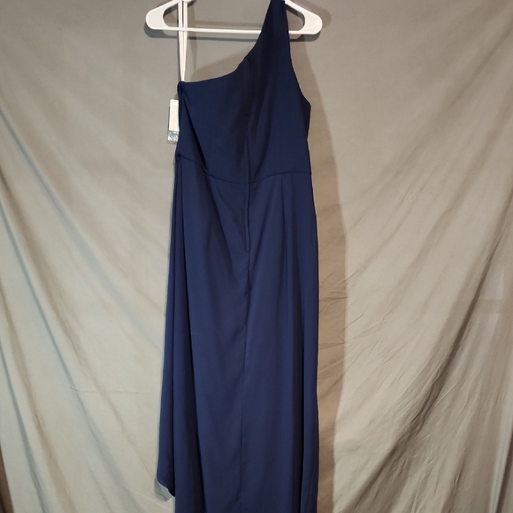David's Bridal NWT Size 14 One-Shoulder Navy Gown - Picture 4 of 10